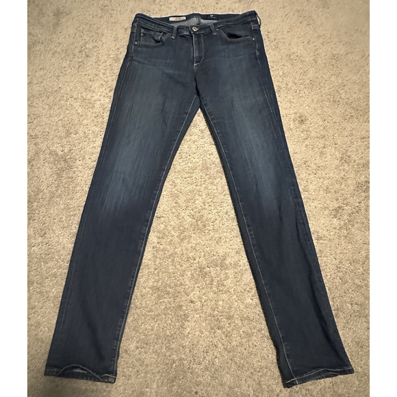AG Adriano Goldschmied Women 29R The Stilt Jeans Stretch Whiskering Blue - Picture 1 of 10